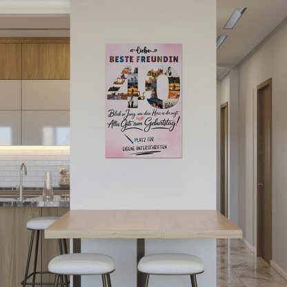 Magnetisches Fotoboard Poster mit Wunschtext Beste Freundin 40 Geburtstag Fotos