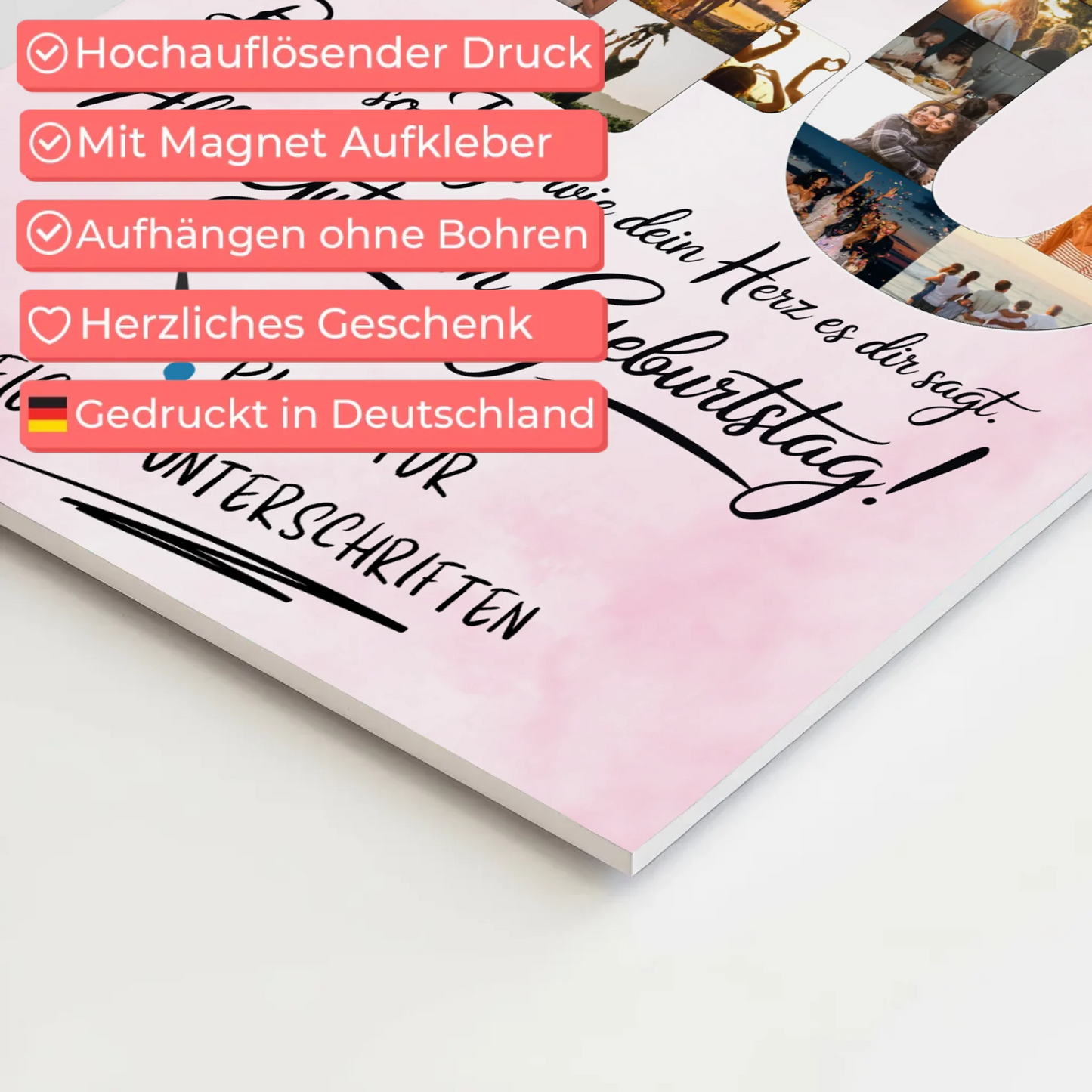 Magnetisches Fotoboard Poster mit Wunschtext Beste Freundin 40 Geburtstag Fotos