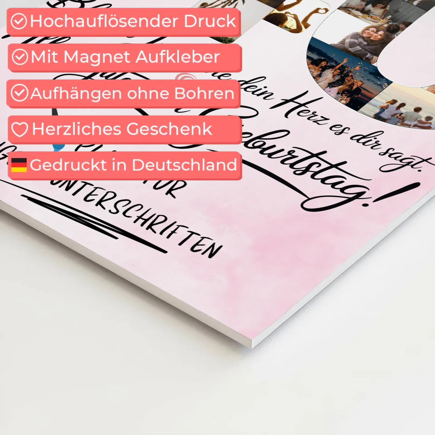 Magnetisches Fotoboard Poster mit Wunschtext Beste Freundin 40 Geburtstag Fotos