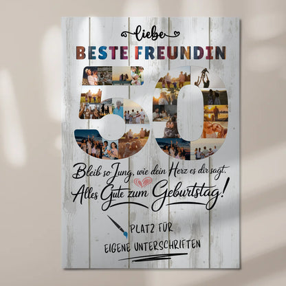 Fotoboard Magnet Poster mit Unterschriften Beste Freundin 50 Geburtstag Fotos