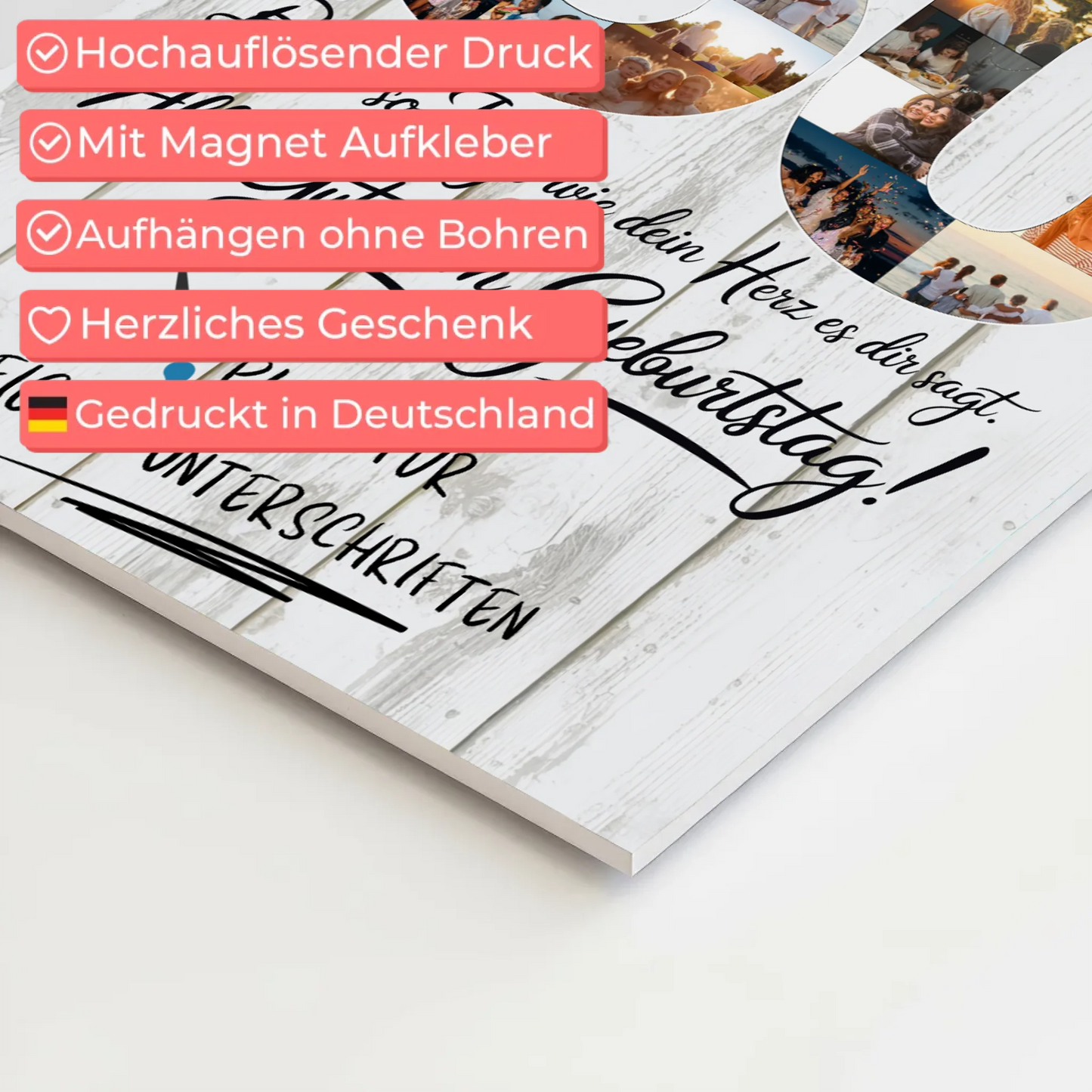 Fotoboard Magnet Poster mit Unterschriften Beste Freundin 50 Geburtstag Fotos