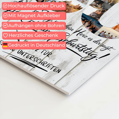 Fotoboard Magnet Poster mit Unterschriften Beste Freundin 50 Geburtstag Fotos