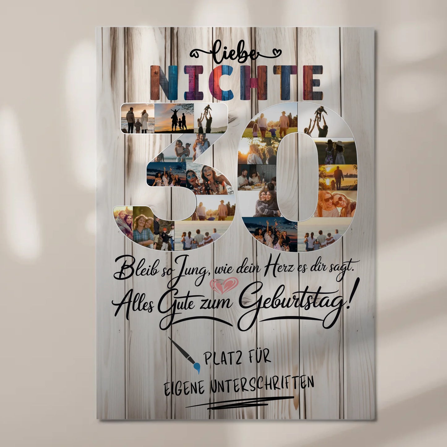 Fotoboard Poster magnetisch mit Wunschtext Nichte 30 Geburtstag