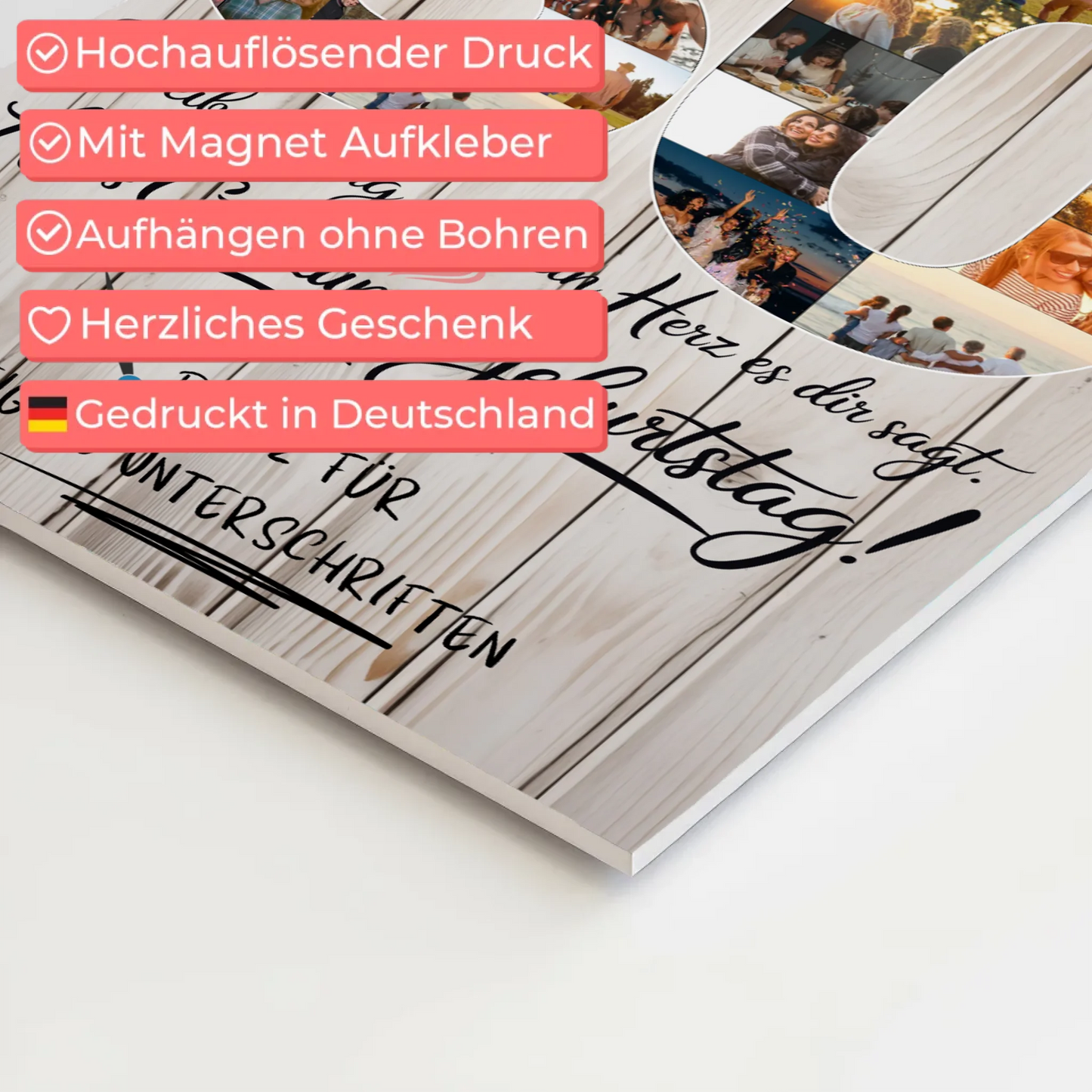 Fotoboard Poster magnetisch mit Wunschtext Nichte 30 Geburtstag