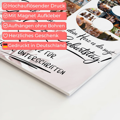 Magnetisches Fotoboard mit Unterschriften Schwester 18 Geburtstag Fotos