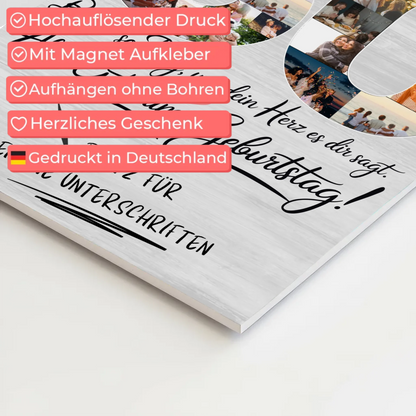 Fotoboard Poster magnetisch mit Wunschtext Beste Freundin 60 Geburtstag Fotos