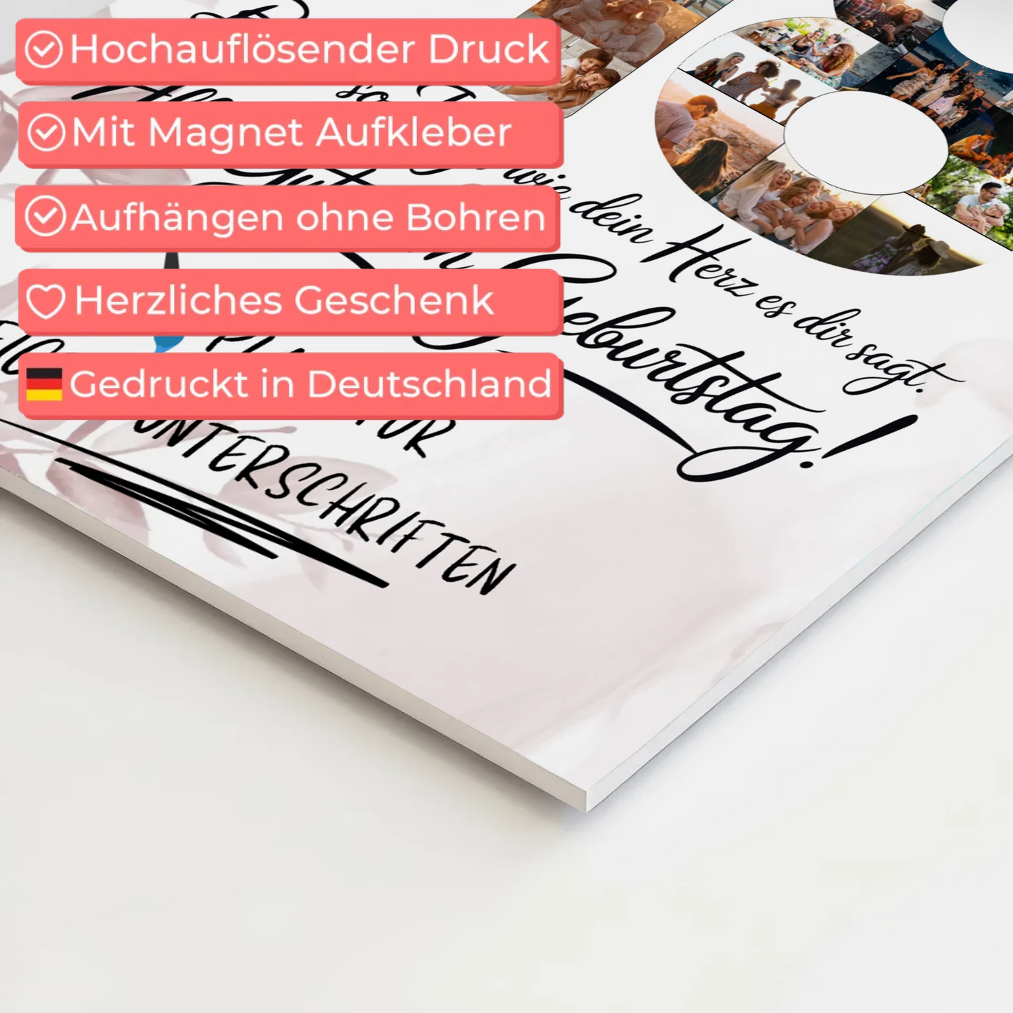 Magnetisches Fotoboard mit Unterschriften Schwester 18 Geburtstag Fotos