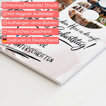 Magnetisches Fotoboard mit Unterschriften Schwester 18 Geburtstag Fotos