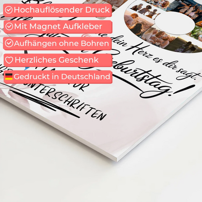 Magnetisches Fotoboard mit Unterschriften Schwester 18 Geburtstag Fotos