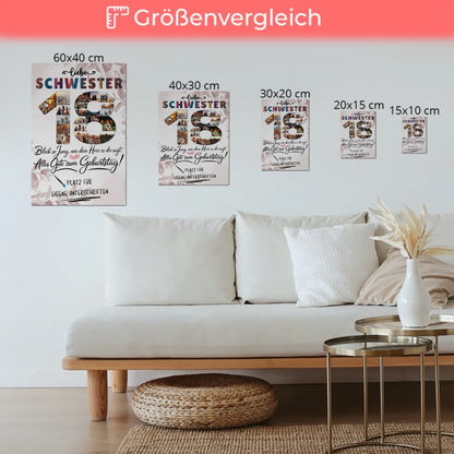Magnetisches Fotoboard mit Unterschriften Schwester 18 Geburtstag Fotos