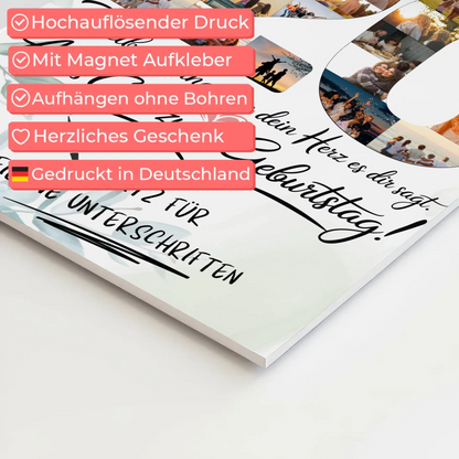 Magnet Poster mit Wunschtext Schwester 20 Geburtstag Fotos