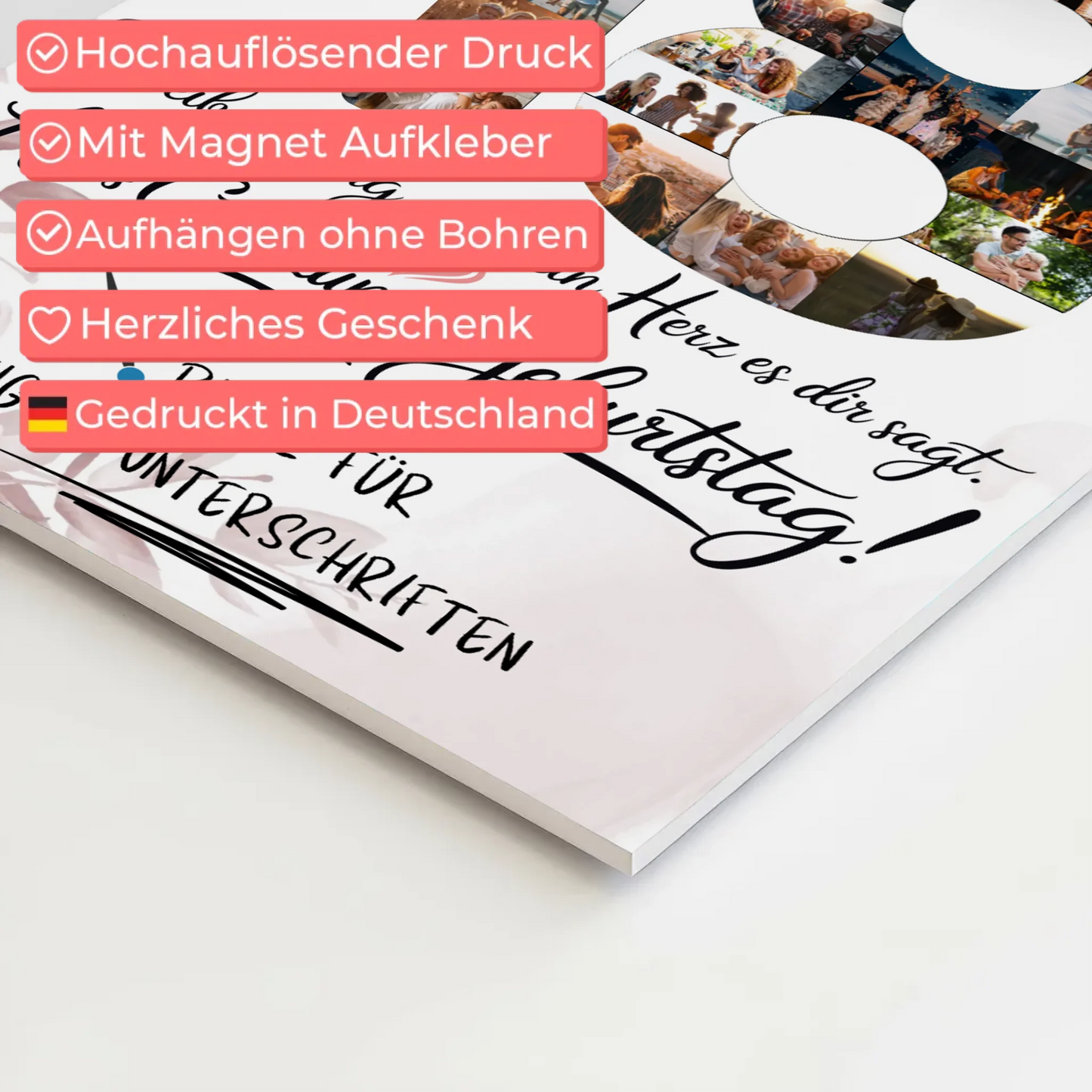 Magnetisches Fotoboard mit Unterschriften Schwester 18 Geburtstag Fotos