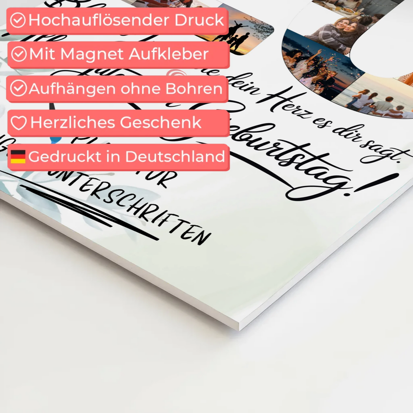 Magnet Poster mit Wunschtext Schwester 20 Geburtstag Fotos