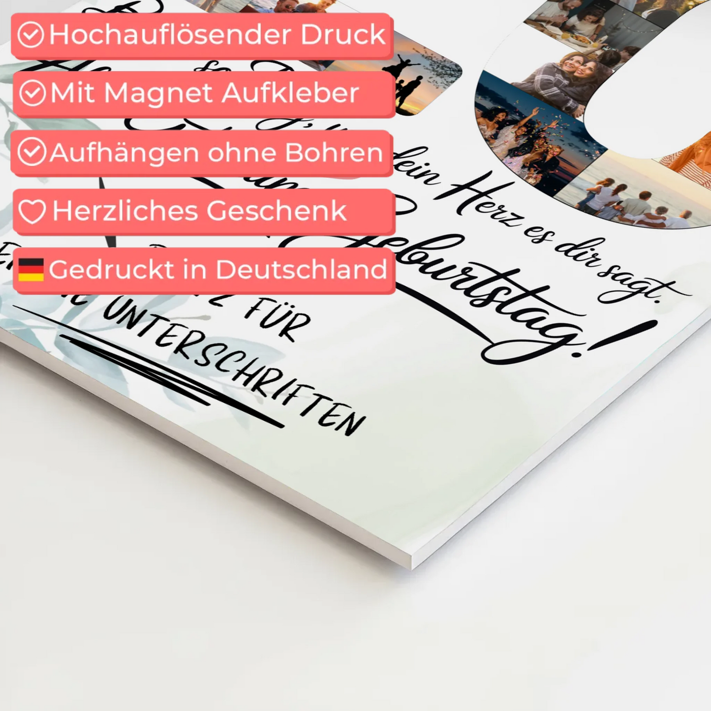 Magnet Poster mit Wunschtext Schwester 20 Geburtstag Fotos