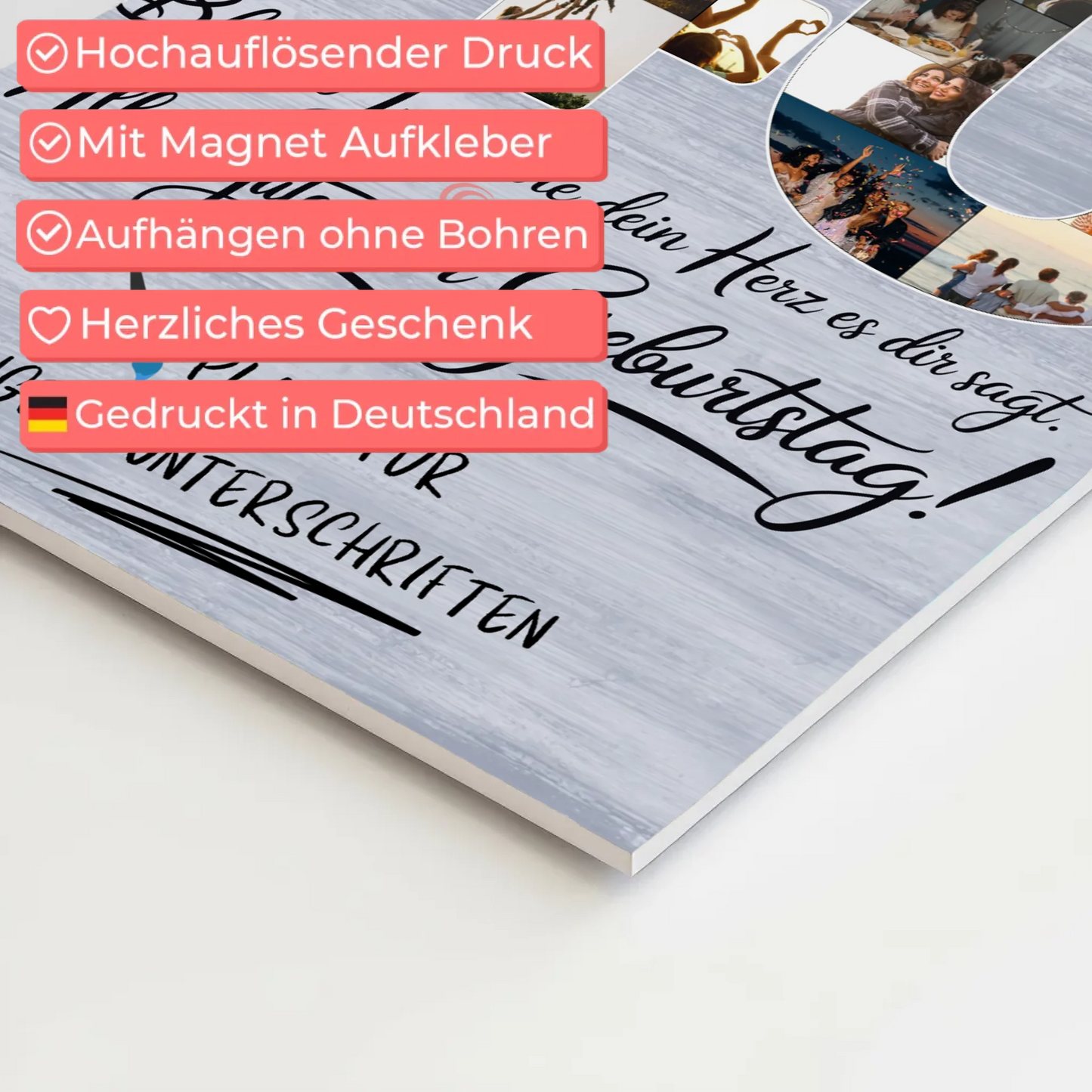 Magnetisches Fotoboard Poster mit Wunschtext Schwester 40 Geburtstag Fotos