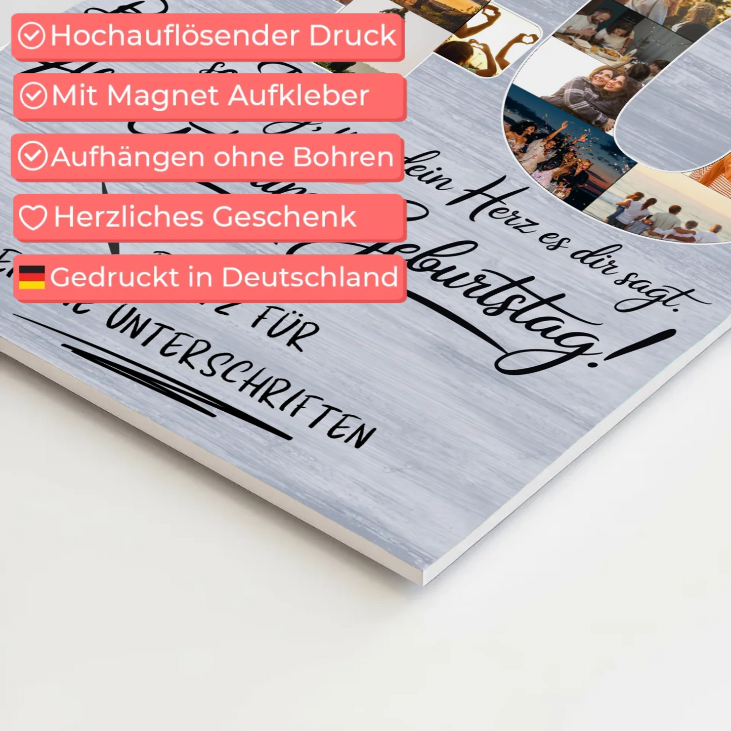 Magnetisches Fotoboard Poster mit Wunschtext Schwester 40 Geburtstag Fotos