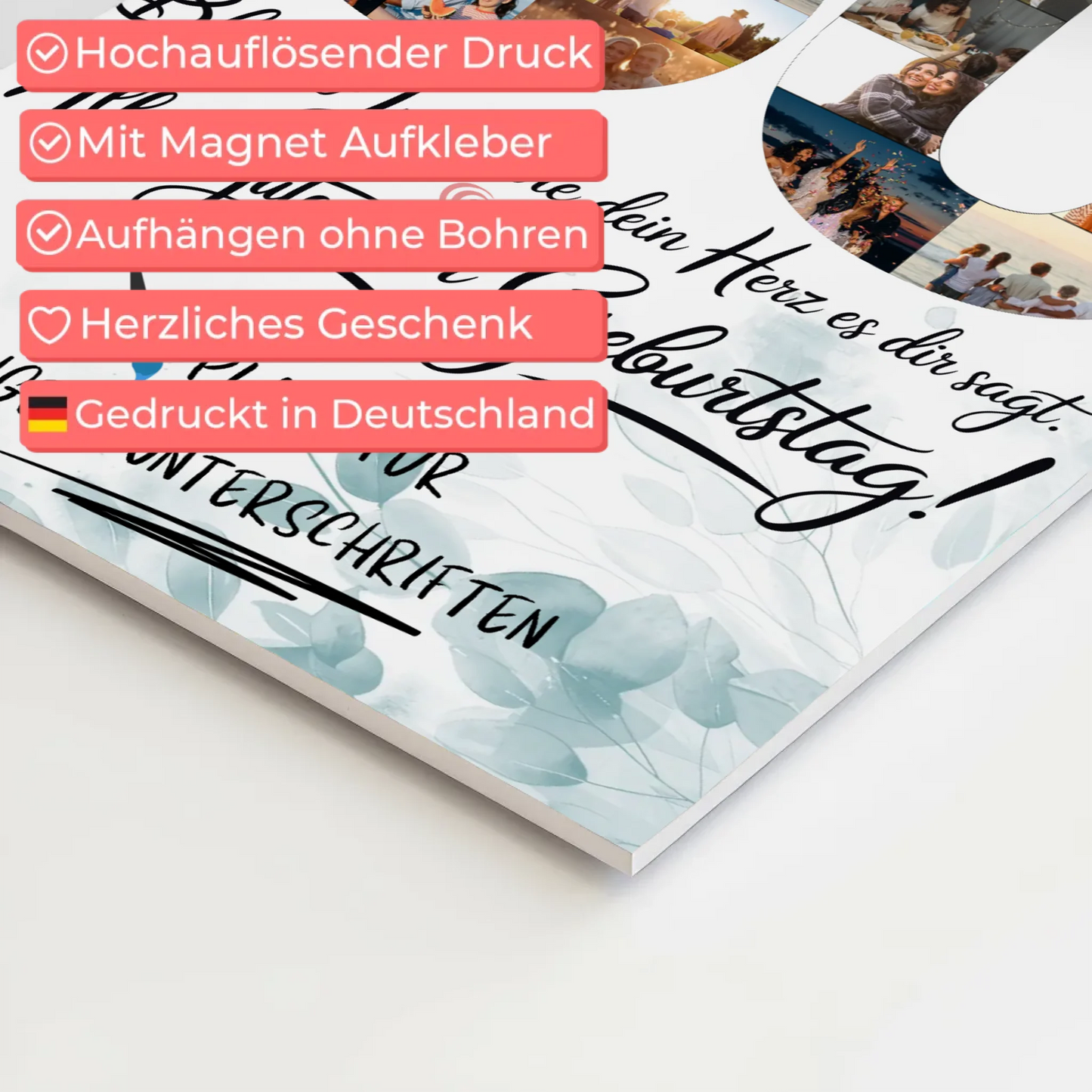 Fotoboard Magnet Poster mit Unterschriften Schwester 50 Geburtstag Fotos