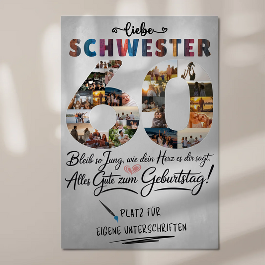 Fotoboard Poster magnetisch mit Wunschtext zum 60 Geburtstag