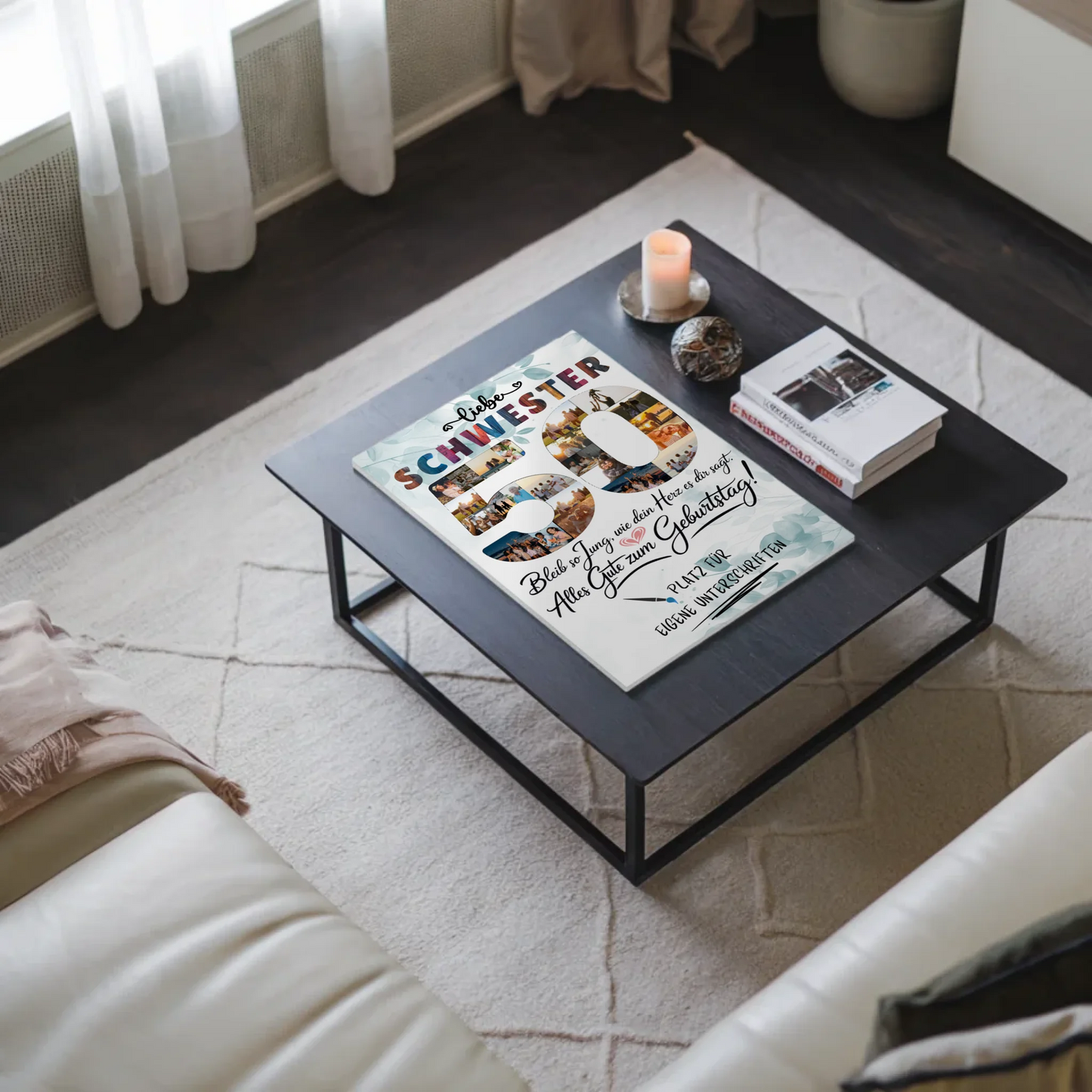 Fotoboard Magnet Poster mit Unterschriften Schwester 50 Geburtstag Fotos