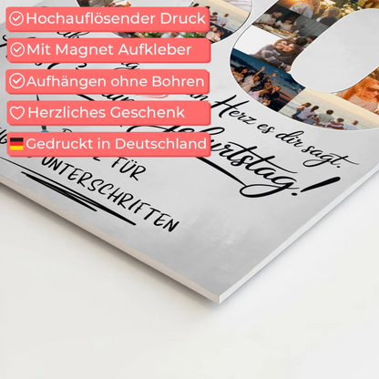 Fotoboard Poster magnetisch mit Wunschtext zum 60 Geburtstag