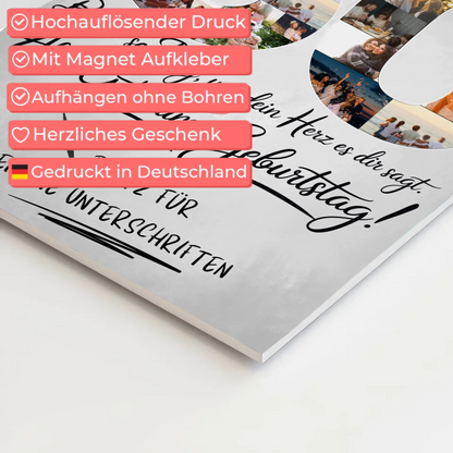 Fotoboard Poster magnetisch mit Wunschtext zum 60 Geburtstag
