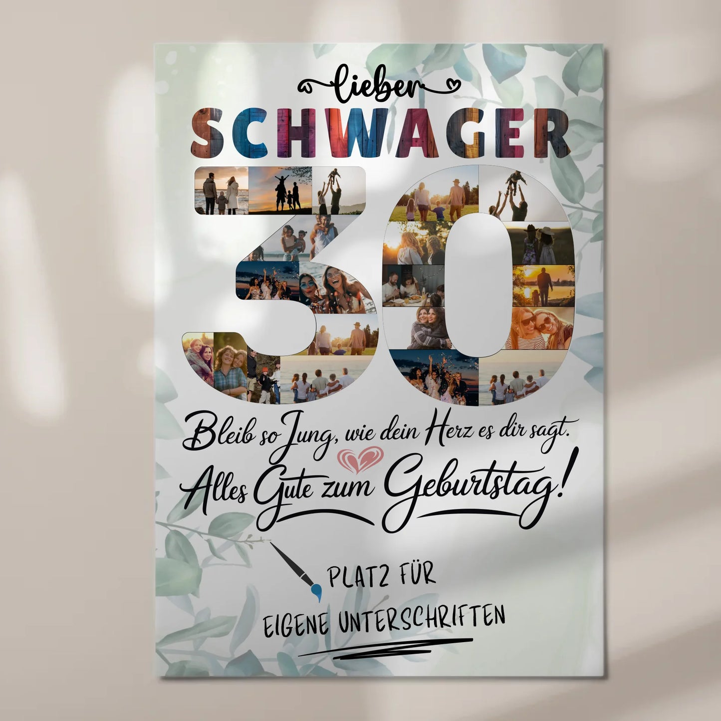 Fotoboard Magnet Poster mit Unterschriften Schwager 30 Geburtstag Fotos