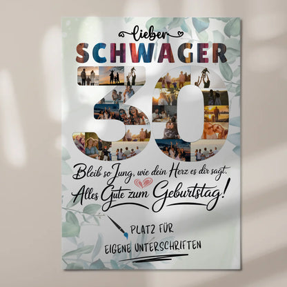 Fotoboard Magnet Poster mit Unterschriften Schwager 30 Geburtstag Fotos