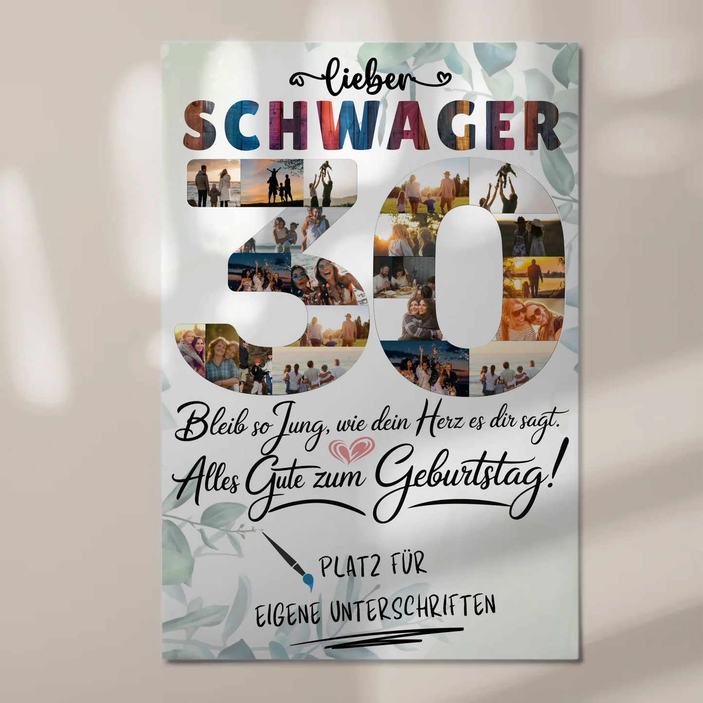 Fotoboard Magnet Poster mit Unterschriften Schwager 30 Geburtstag Fotos