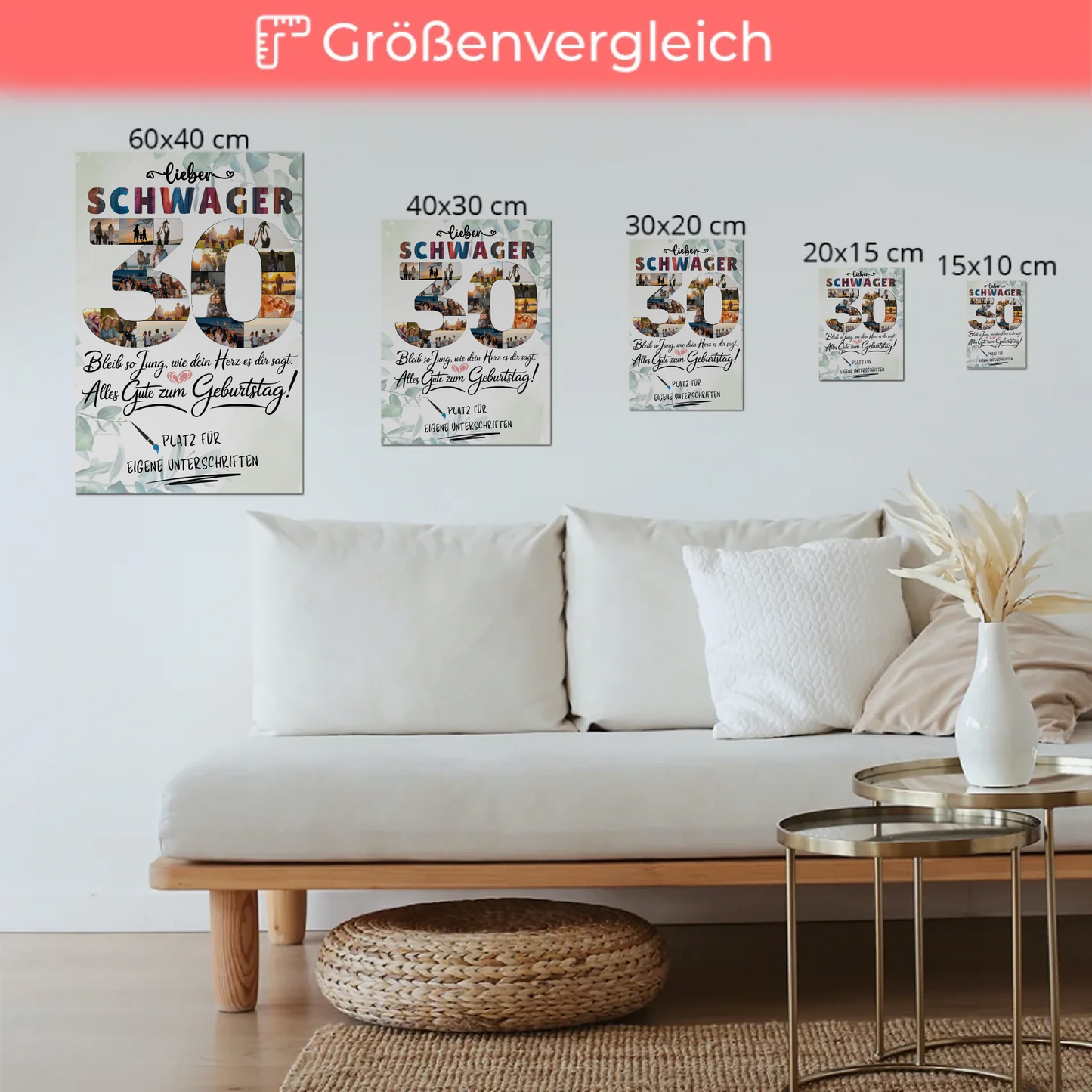 Fotoboard Magnet Poster mit Unterschriften Schwager 30 Geburtstag Fotos