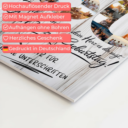 Magnetisches Fotoboard mit Unterschriften zum 50 Geburtstag