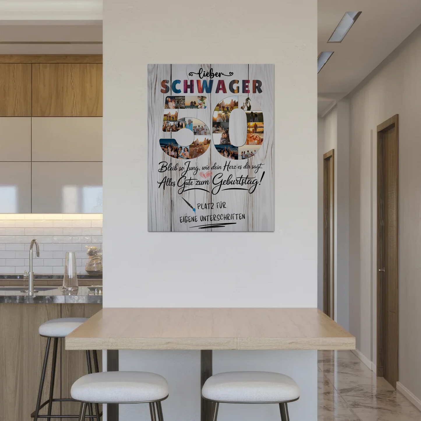 Magnetisches Fotoboard mit Unterschriften zum 50 Geburtstag
