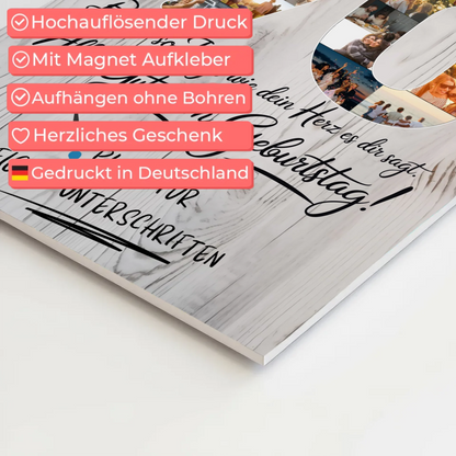 Magnet Wandbild mit Unterschriften Fotos 70 Geburtstag Schwager