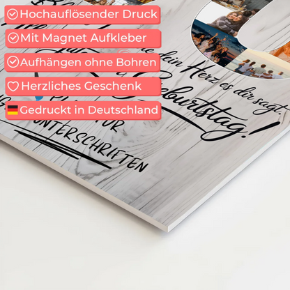 Magnet Wandbild mit Unterschriften Fotos 70 Geburtstag Schwager