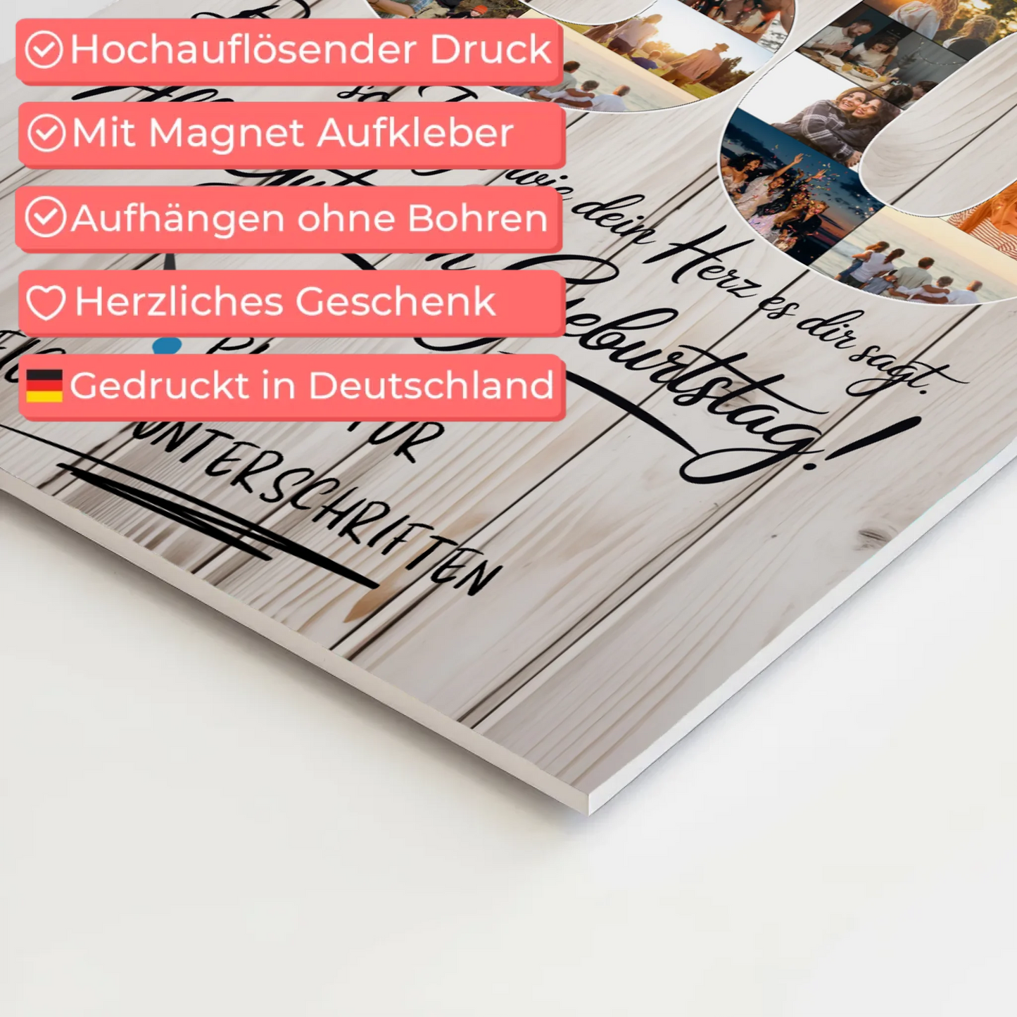 Magnetisches Fotoboard Poster mit Wunschtext zum 30 Geburtstag