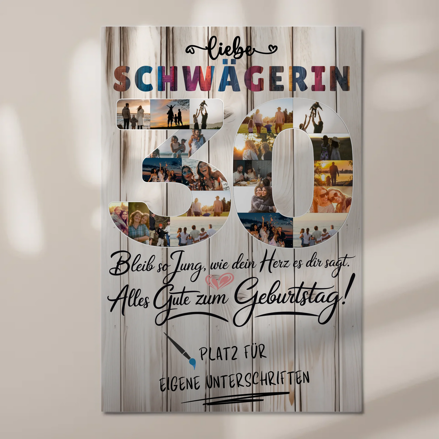 Magnetisches Fotoboard Poster mit Wunschtext zum 30 Geburtstag