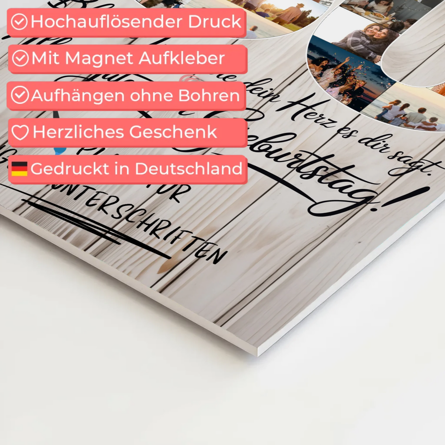 Magnetisches Fotoboard Poster mit Wunschtext zum 30 Geburtstag