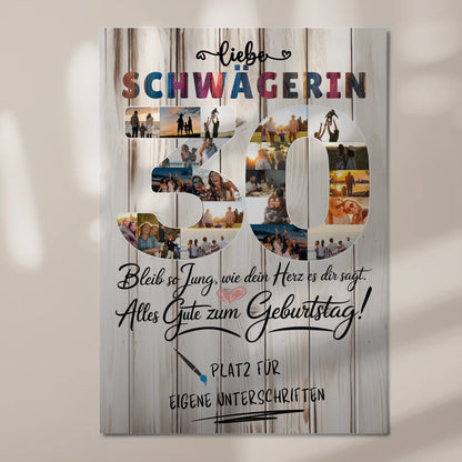 Magnetisches Fotoboard Poster mit Wunschtext zum 30 Geburtstag