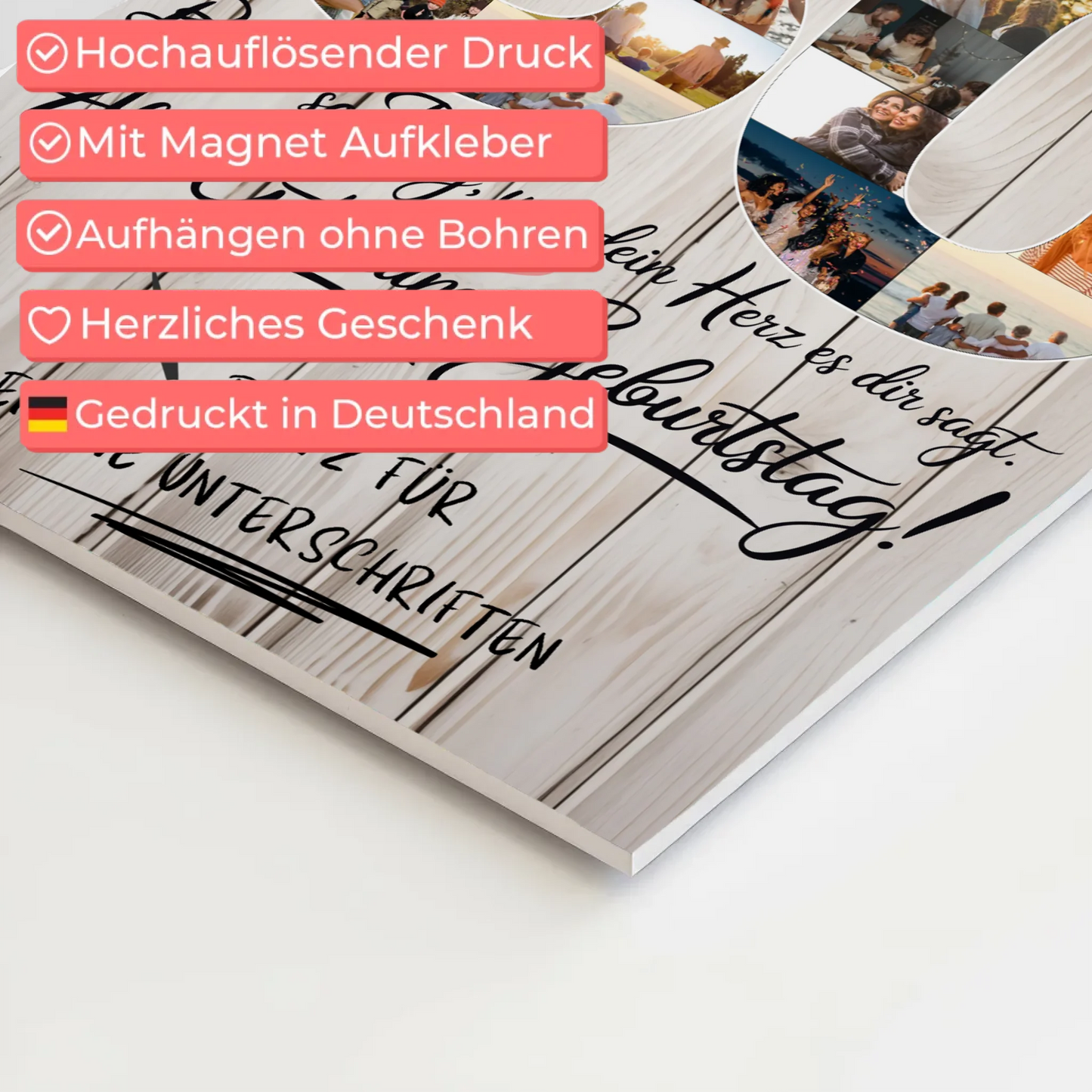 Magnetisches Fotoboard Poster mit Wunschtext zum 30 Geburtstag