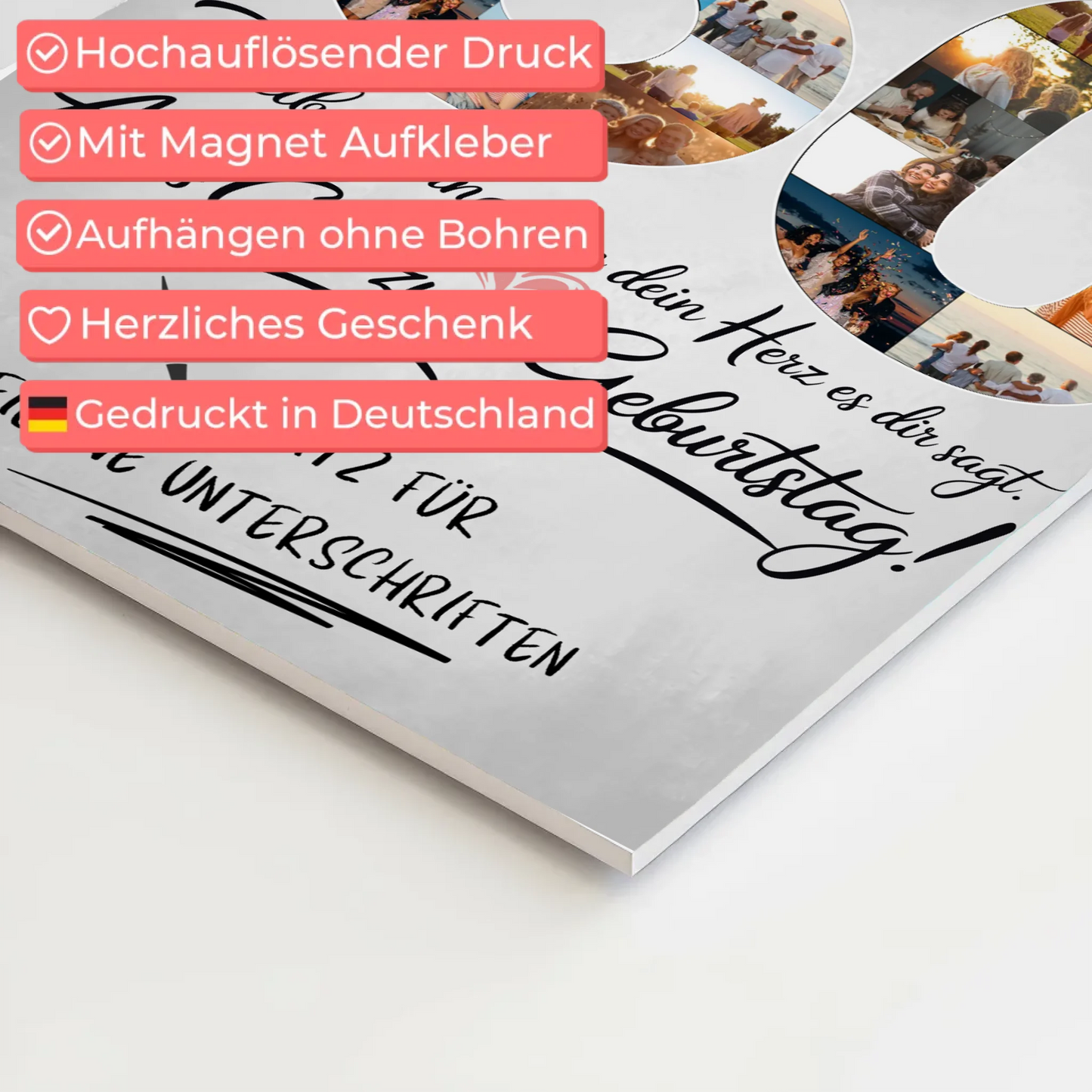 Fotoboard Poster magnetisch mit Wunschtext Schwägerin 50 Geburtstag