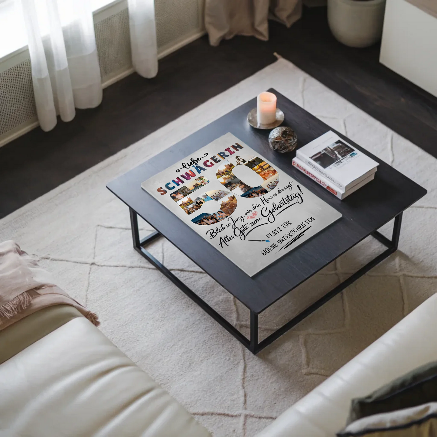 Fotoboard Poster magnetisch mit Wunschtext Schwägerin 50 Geburtstag