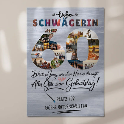 Magnetisches Fotoboard mit Unterschriften Schwägerin 60 Geburtstag Fotos