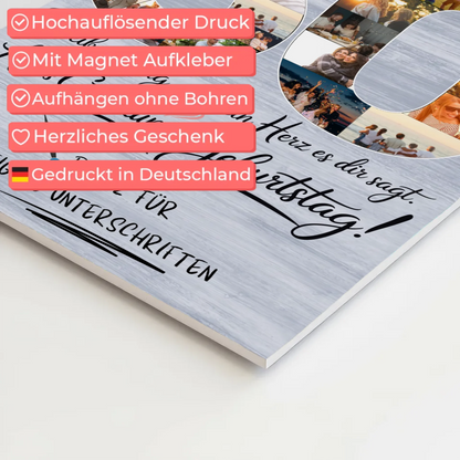 Magnetisches Fotoboard mit Unterschriften Schwägerin 60 Geburtstag Fotos