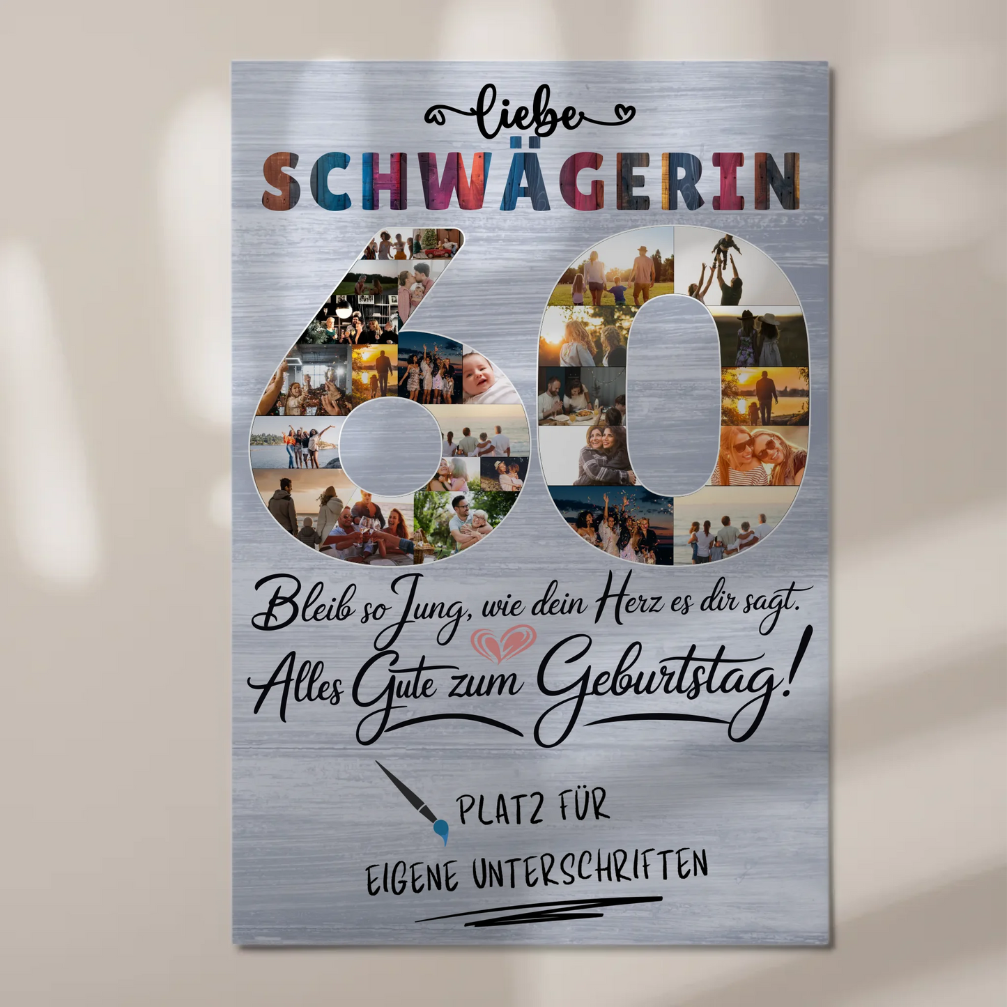 Magnetisches Fotoboard mit Unterschriften Schwägerin 60 Geburtstag Fotos