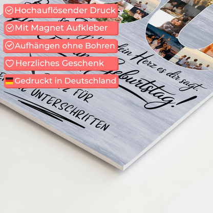 Magnetisches Fotoboard mit Unterschriften Schwägerin 60 Geburtstag Fotos