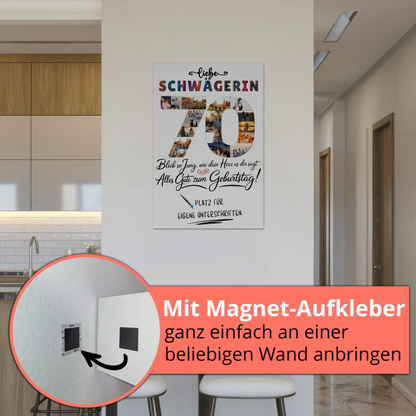 Magnet Poster mit Wunschtext Schwägerin 70 Geburtstag Fotos