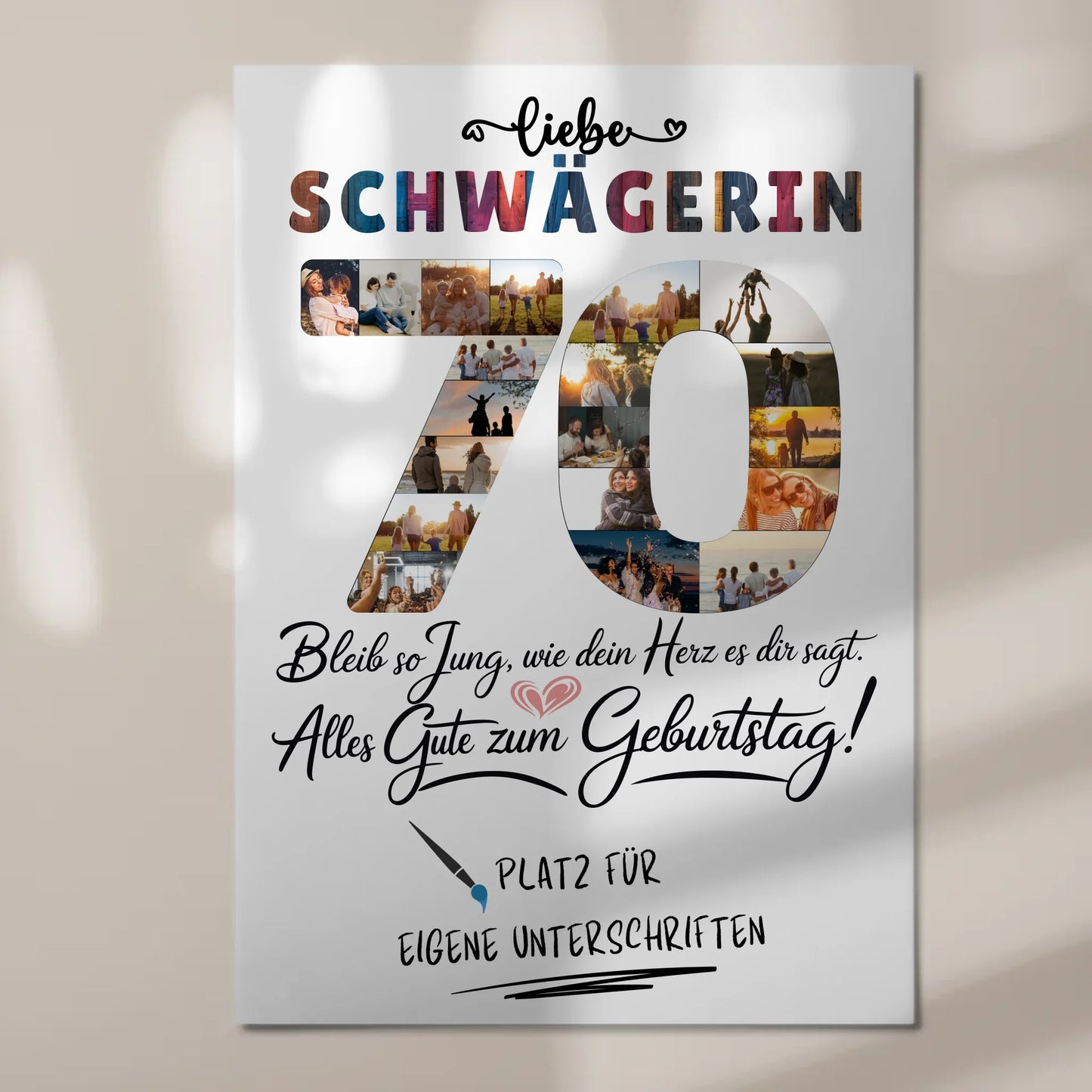 Magnet Poster mit Wunschtext Schwägerin 70 Geburtstag Fotos