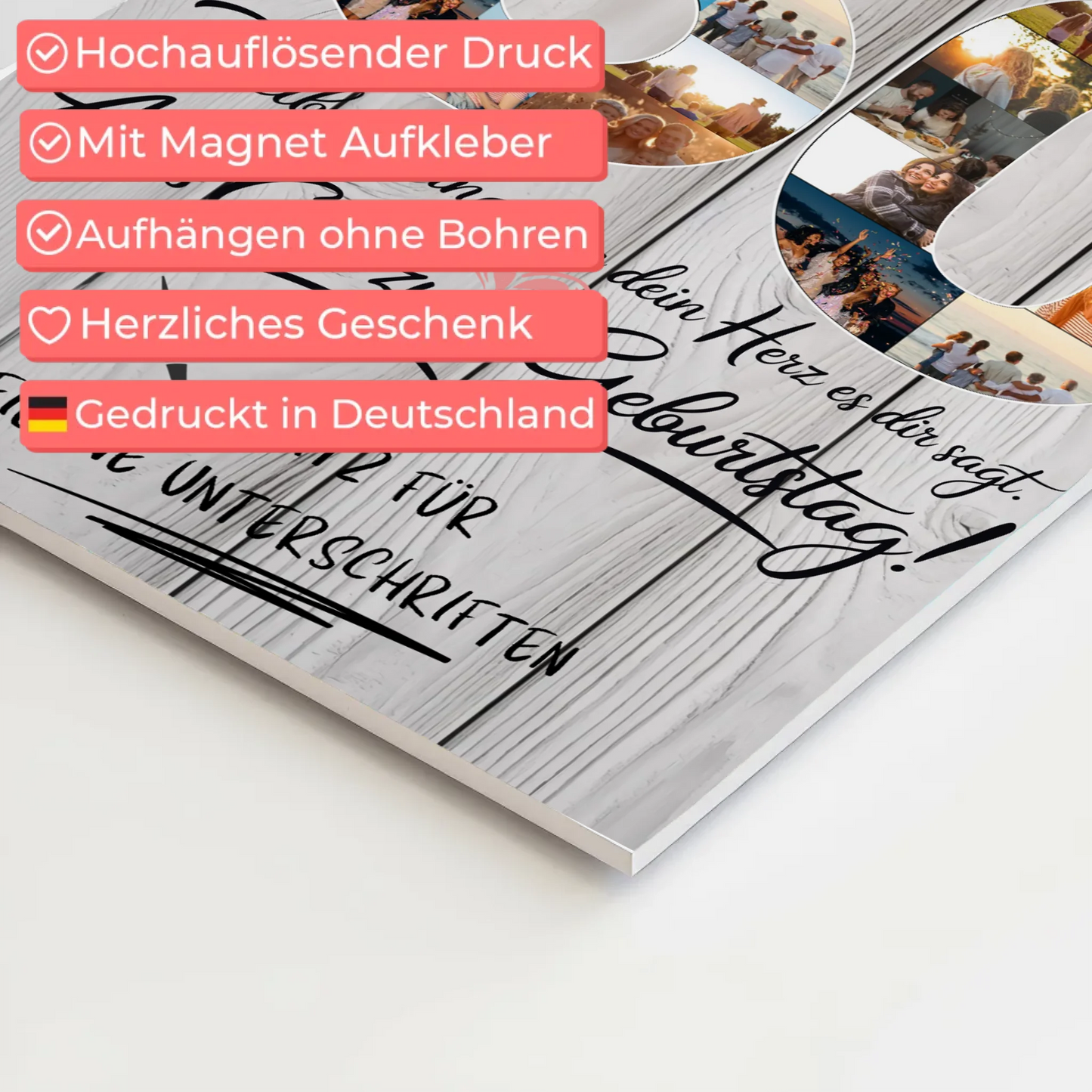 Magnetisches Fotoboard Poster mit Wunschtext Stiefpapa 50 Geburtstag Fotos