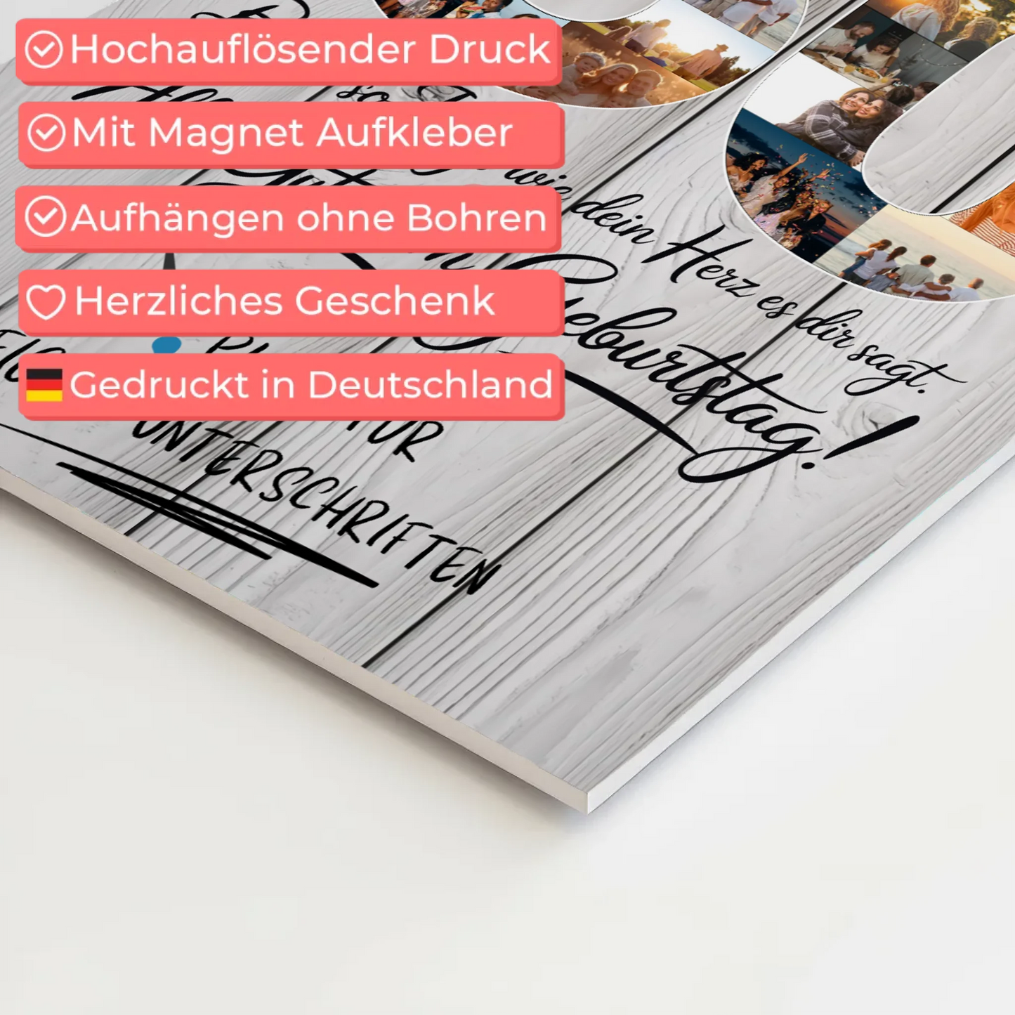 Magnetisches Fotoboard Poster mit Wunschtext Stiefpapa 50 Geburtstag Fotos