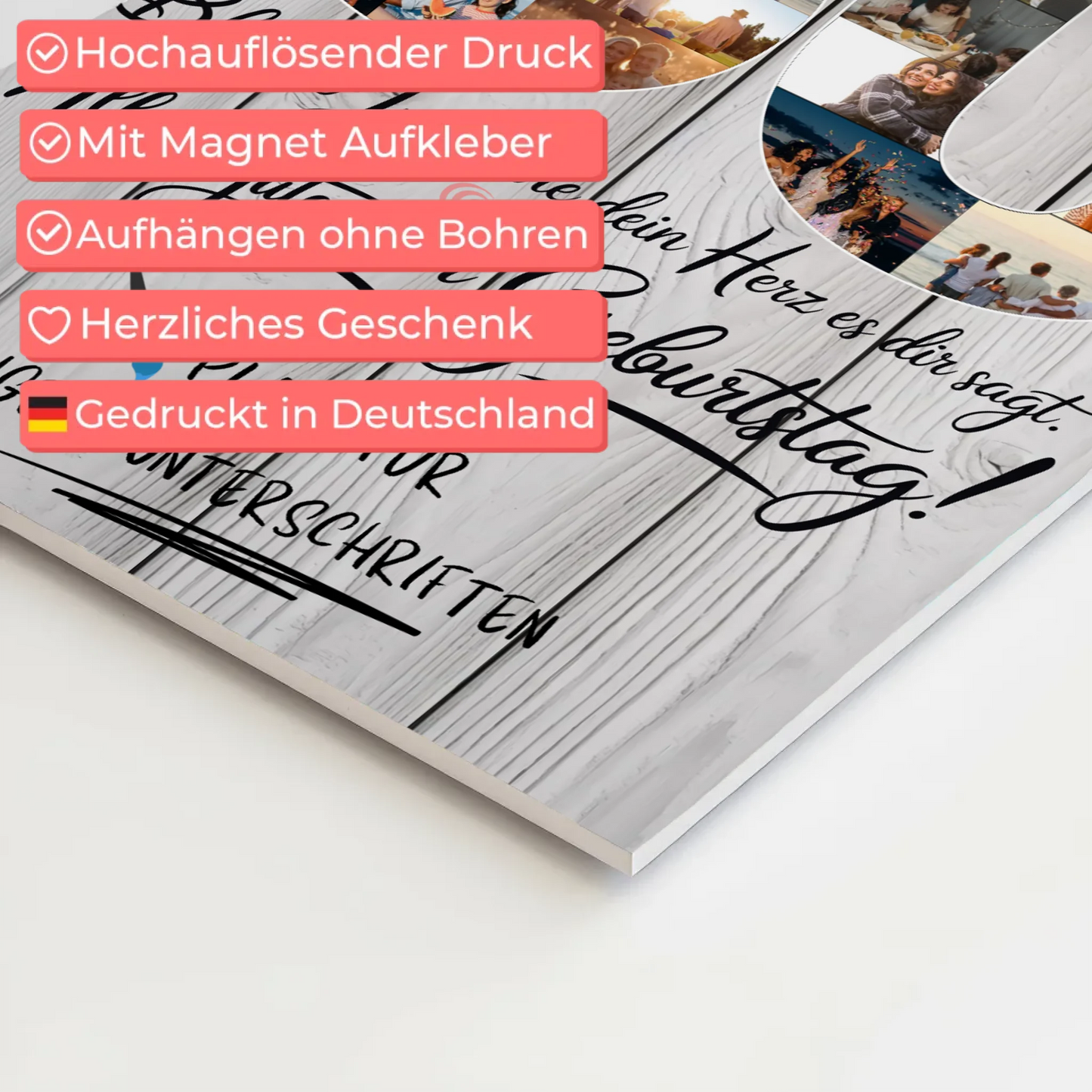 Magnetisches Fotoboard Poster mit Wunschtext Stiefpapa 50 Geburtstag Fotos