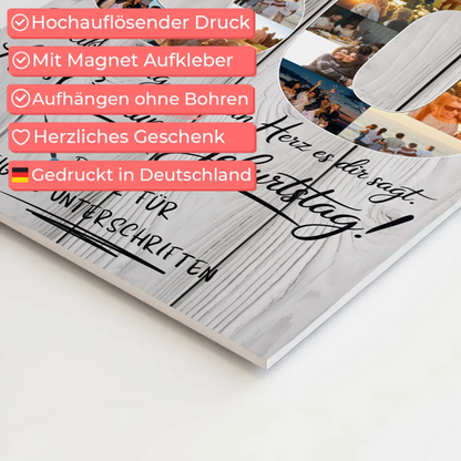 Magnetisches Fotoboard Poster mit Wunschtext Stiefpapa 50 Geburtstag Fotos